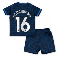 Camisa de Futebol Chelsea Lesley Ugochukwu #16 Equipamento Secundário Infantil 2023-24 Manga Curta (+ Calças curtas)
